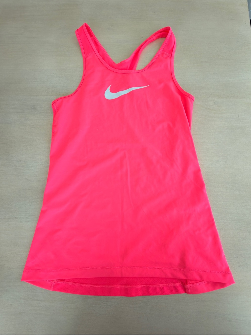 Nike Neon Pink Racerback Tank with White Swoosh - Size Medium